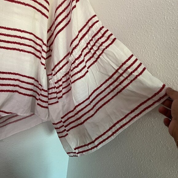 Anthropologie Striped V-Neck Blouse in Red and White - Picture 6 of 6